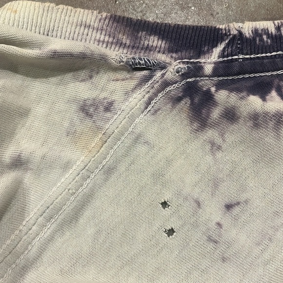 Vintage thrashed stussy large baggy tee, stained, torn, tie die blue - Picture 10 of 13